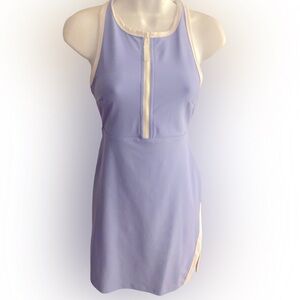 Sage Cornflower Blue Tennis Dress - S cornflower blue, white trim, poly spandex